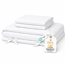 Threads King Duvet Cover 3 -PCS Set 100 GSM, Plush Zipper 8 Pack White