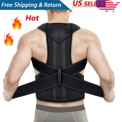 Unisex Adjustable Magnetic Posture Corrector Back Shoulder Support Brace Belt US