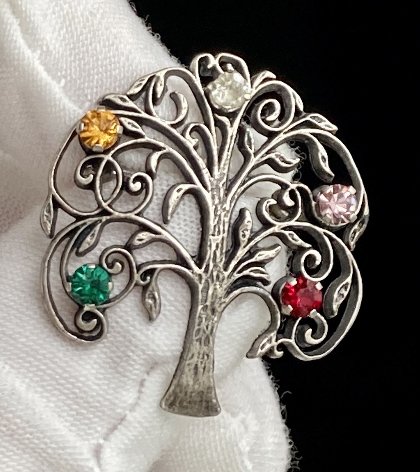 Anson Signed Sterling Silver 925 Multi Color Rhin… - image 10