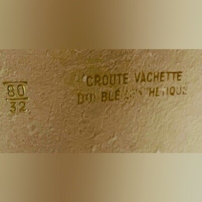 Croute de vachette vintage gorgeous beige camel leather belt -  gold buckle. Croute de vachette vintage gorgeous beige camel leather belt  main image 2