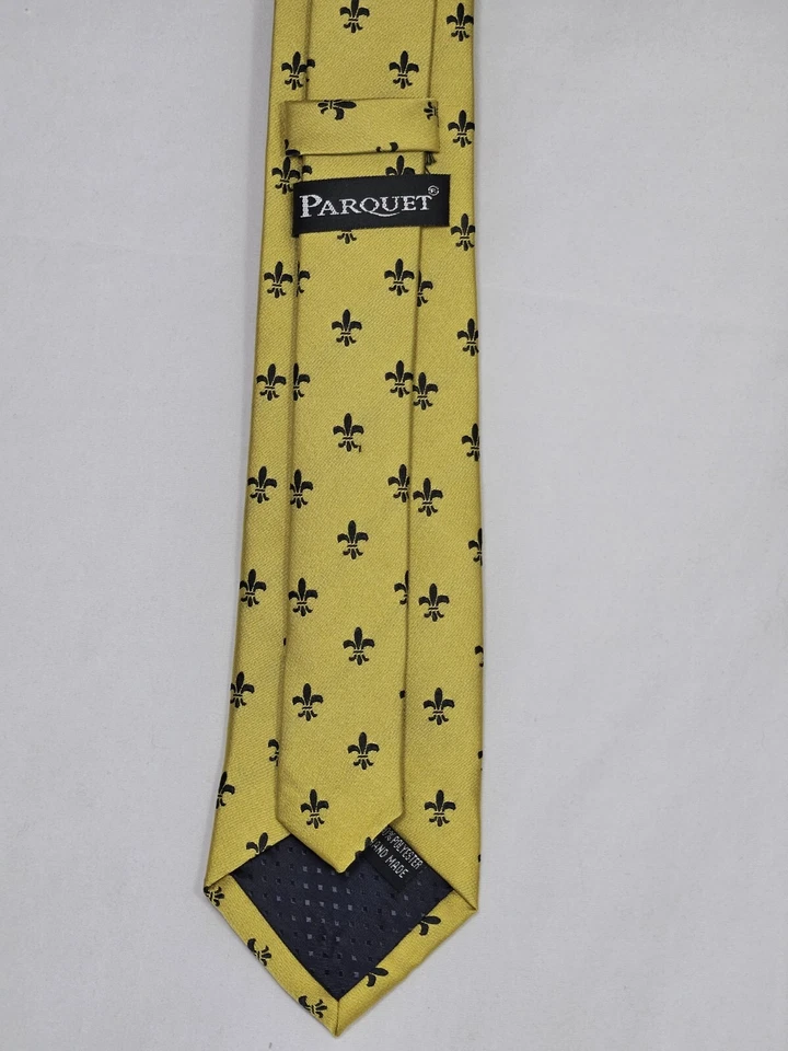 Corbata dorada y negra Fleur De Lis para hombre Mardi Gras moda boda corbata Foto 3 de 3