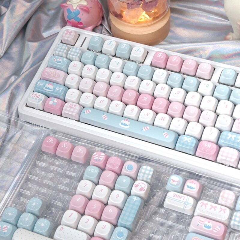 Mechanical Keyboard Keycaps 131 Keys Thick PBT MOA Height Lovely Cake