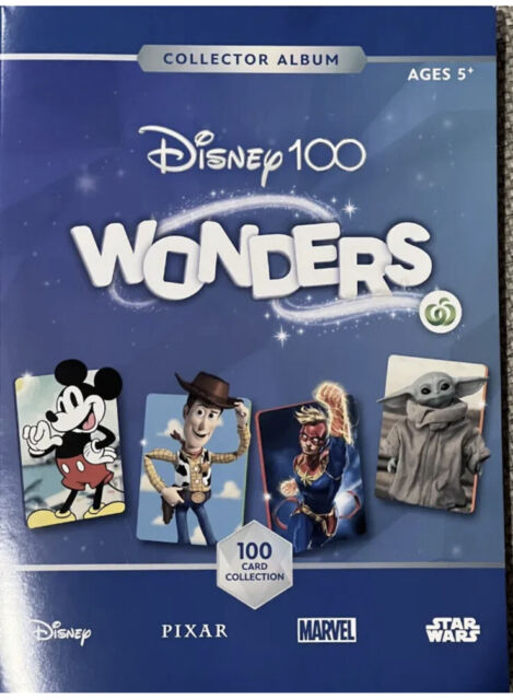 COMPLETE SET & ALBUM Woolworths Disney 100 Wonders 2023 ALL 104 CARDS NEW MINT