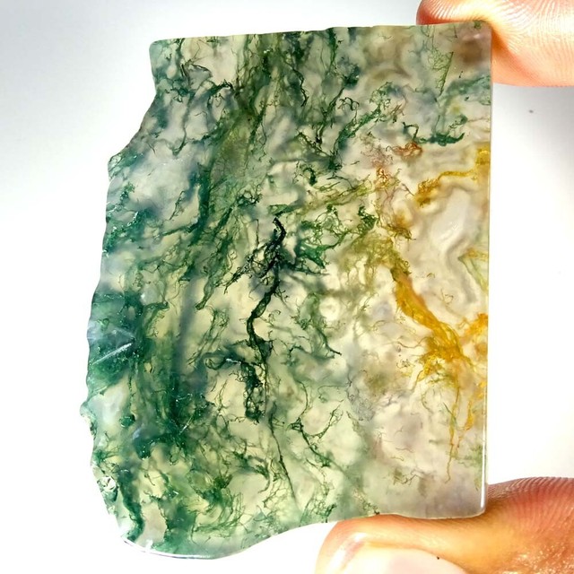 264.70Cts.100%NATURAL GREEN MOSS AGATE SLAB POLISHED ROUGH SPECIMEN FOR