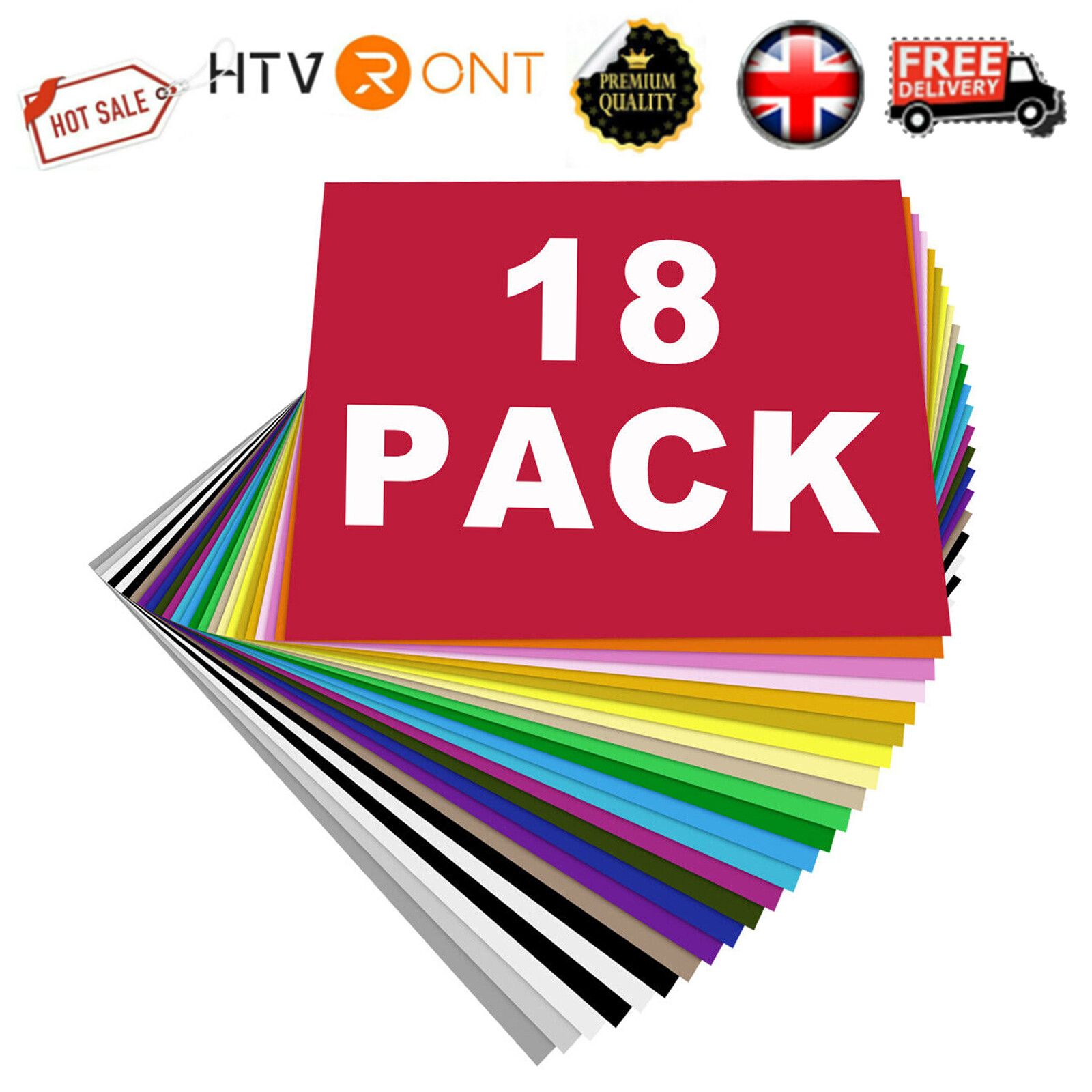 18 Sheets HTV Heat Transfer Vinyl Bundle Iron on T-shirts HTV Vinyl for Cut
