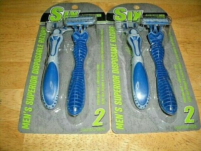 TWO (2) ASSURED FOR MEN SIX BLADES RAZORS - TOTAL OF FOUR (4) RAZORS - NEW