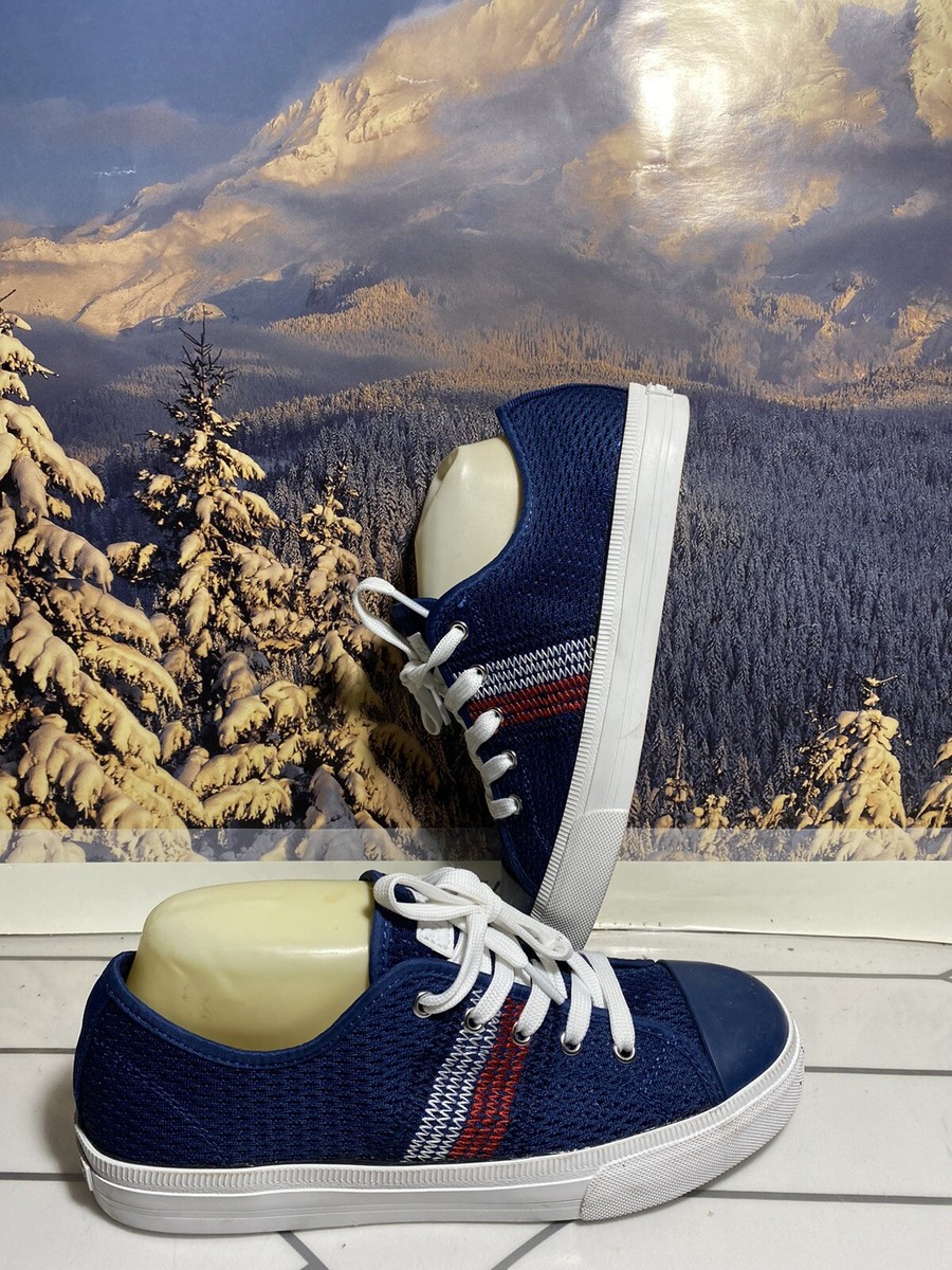 Tommy Hilfiger Blue Sneakers, Mesh, Blue W/Red White, Womens