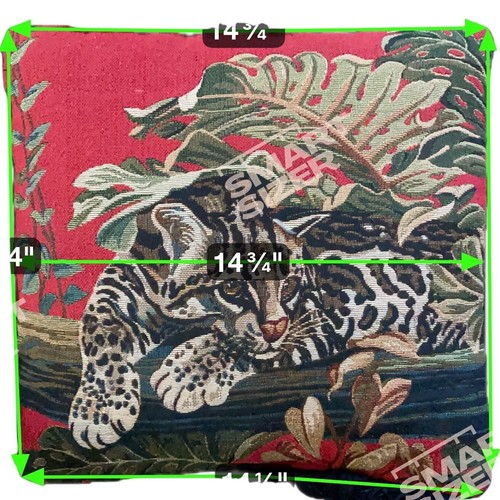 Exotic Tapestry Throw Pillow Leopard Jungle Accent Pillow Fringe Trim 14x14 - Picture 4 of 6