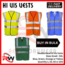 Hi Vis Vest Work Jacket Hi Visibility Yellow Orange Blue Green Small - 5XL