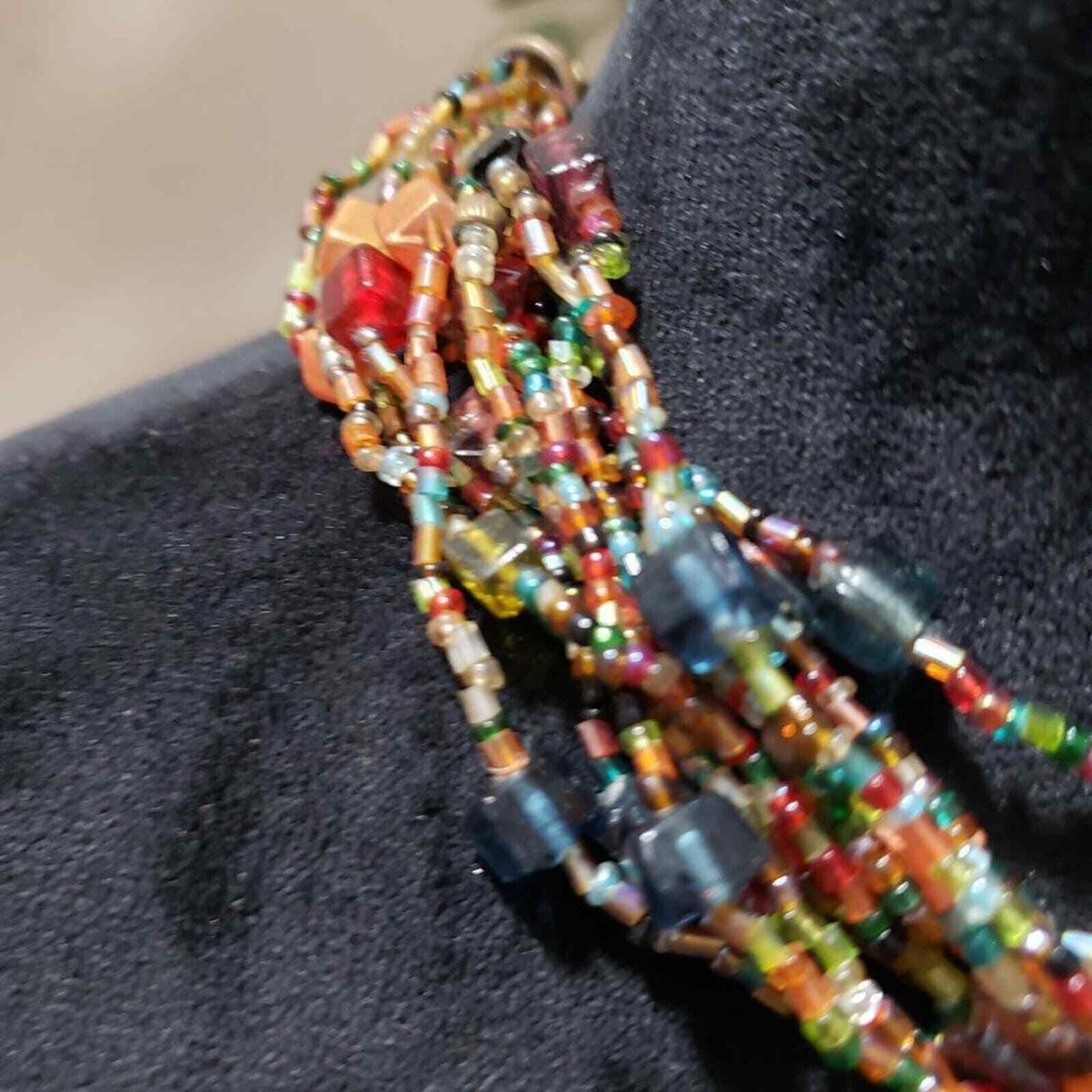 Womens Fashion Glass Seed Bead Multi Strand Braided Necklace  display picture 1