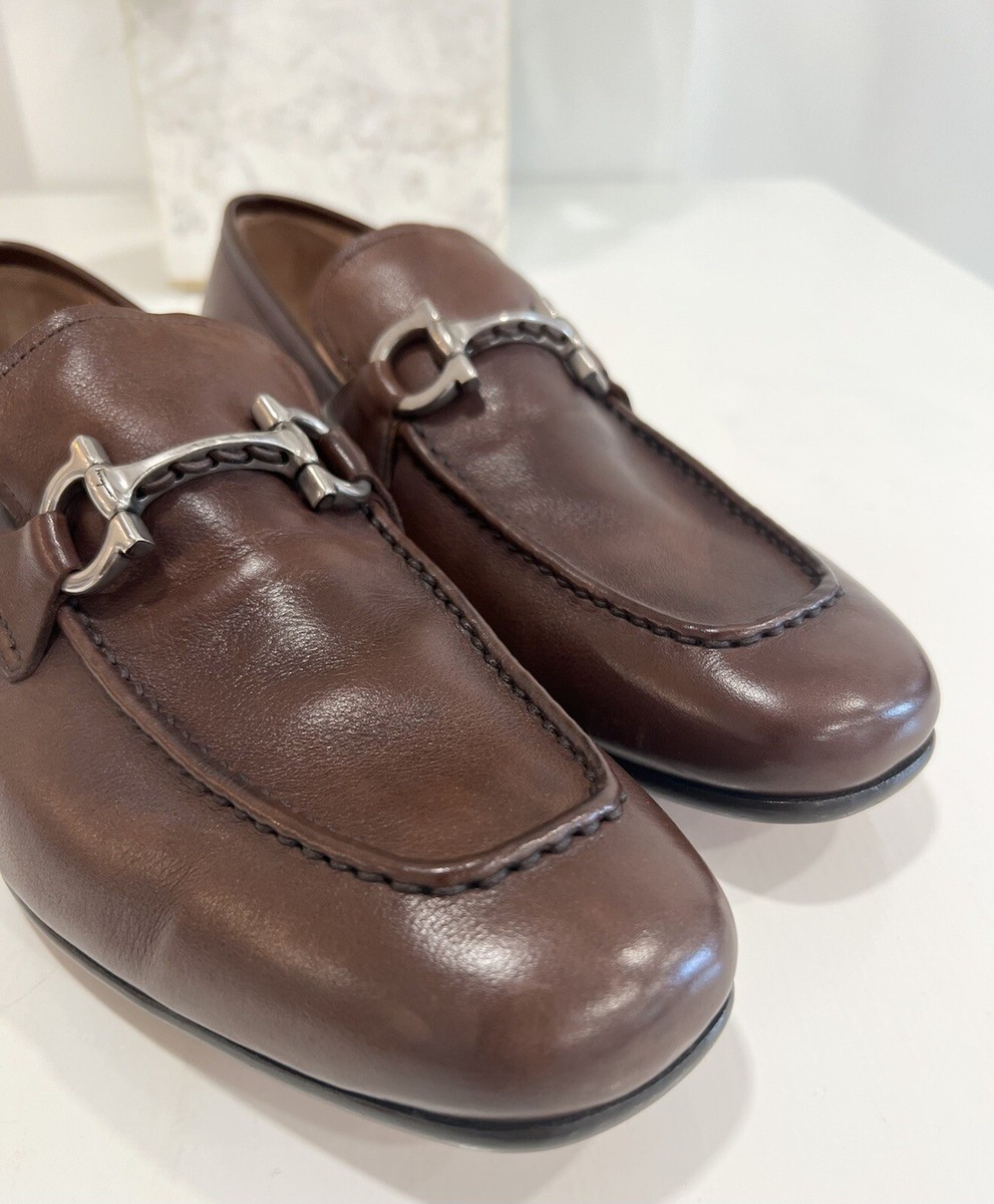 Salvatore Ferragamo Men’s Shepard Marble Gancini Bit Leather Apron-Toe Loafers Salvatore Ferragamo Men main image 4