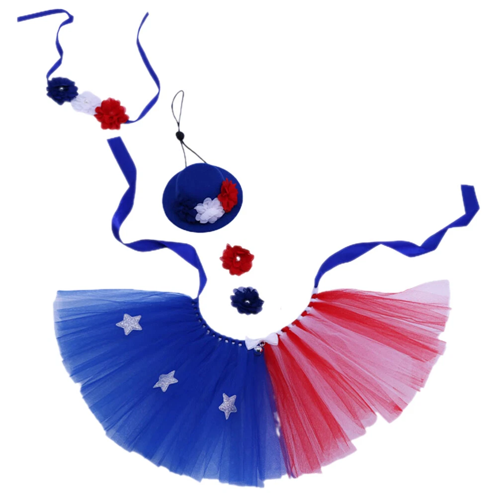 VETEMENTS Set 5 Sedute Felpa con Cappuccio per Cani Gonna Tutù per Giorno dell'Indipendenza Abbigliamento per Cani per