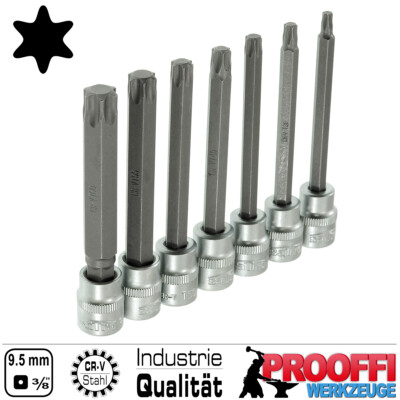 7-tlg Torx T-Profil Stecknuss Steckschlüssel 3/8'' Nuss Satz T25 - T60 S-SLS738