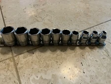 Snap On 9 Pc 3/8” Deep Standard Socket Set 3/8” -  7/8”