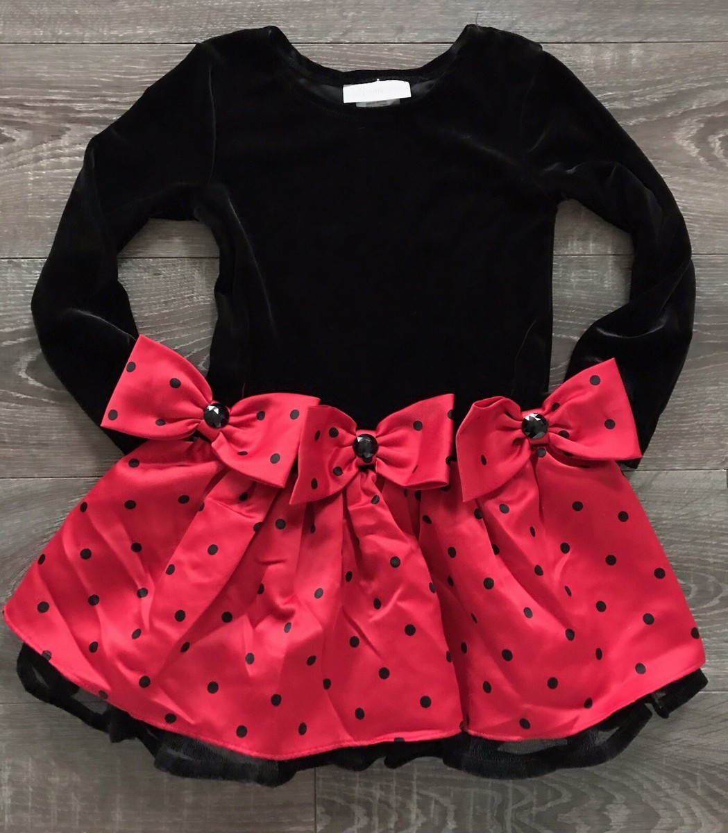 bonnie jean holiday dresses red Size 4 Christmas Dress Black Drop Waist Girls Dress tropical leaf print dress
