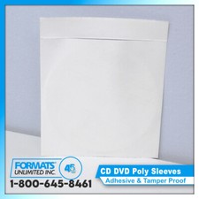 100 Clear Poly Sleeve CDs, DVDs, or BD Adhesive Backed Tamper Proof Sleeves 
