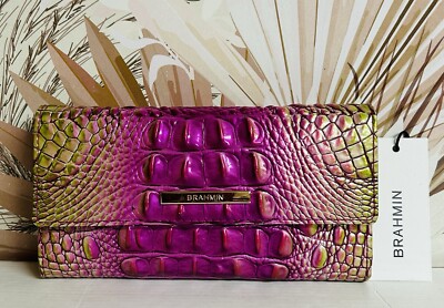 BRAHMIN Melbourne Cordelia Trifold Wallet LIMEADE OMBRE NWT
