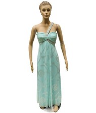 Vintage Cache Formal Dress Mint Green Rhinestone Prom Occasion Maxi Gown Size 2