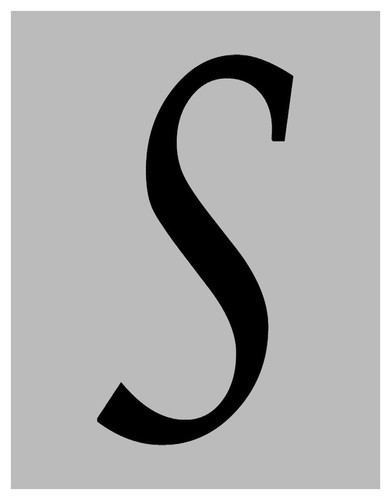 Calligraphy Monogram Initial 9" Tall Alphabet Letter S Stencil on 11 x 8.5 Sheet - Afbeelding 1 van 2