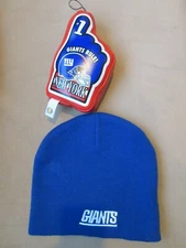 New York Giants Knit Kids HAT & Giants Rule Stuffed Game Hand Toy By Good Stuff