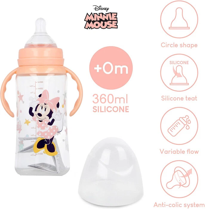 Biberon Bambini anticolica Disney Minnie da 360 ml DISNEY bimba BPA Free - Immagine 2 di 4