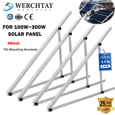 Solar Panel RV Tilt Mount Brackets Roof Flat Surface Adjustable Frame 45in/114CM