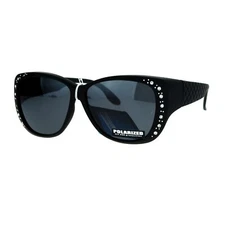 Polarized 55mm Fit Over OTG Butterfly Rhinestone Diva Sunglasses Matte Black