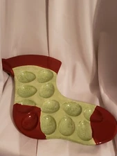 Corsica Christmas Deviled Egg tray stocking EUC LN 