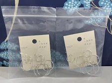 LOT OF 2 PACKS! A New Day Women's Sterling Silver 3pc Hoop Earrings Nickel-Free