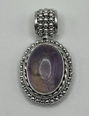 Großer lila Amethyst Stein Design Anhänger in Sterlingsilber