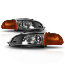 For 92-95 Honda Civic Housing Black Lamp Amber Corner Headlight Clear Leftright