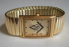 MEN'S GOLD FINISH MASON STRETCH BAND FASHION DRESSY CASUAL WATCH