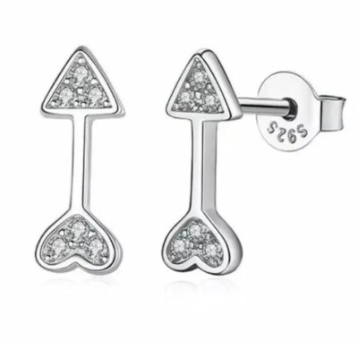    925 STERLING SILBER AMOR PFEIL OHRSTECKER & GESCHENK ETUI