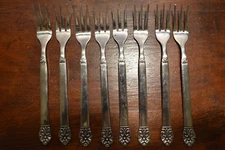 VINTAGE BAROQUE KIMCO KOREA STAINLESS FLATWARE KIO5 Set 8 Cocktail Seafood forks