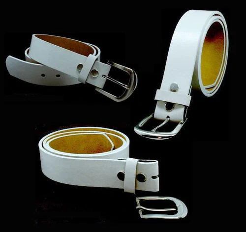Snap On White Leather Belt with Buckle - Size M 33"-37" - Picture 1 of 1