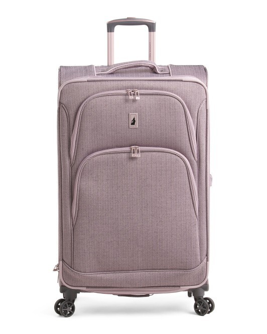 LONDON FOG 28in Purple Expandable Soft Case Spinner Suitcase Free Shipping NWT
