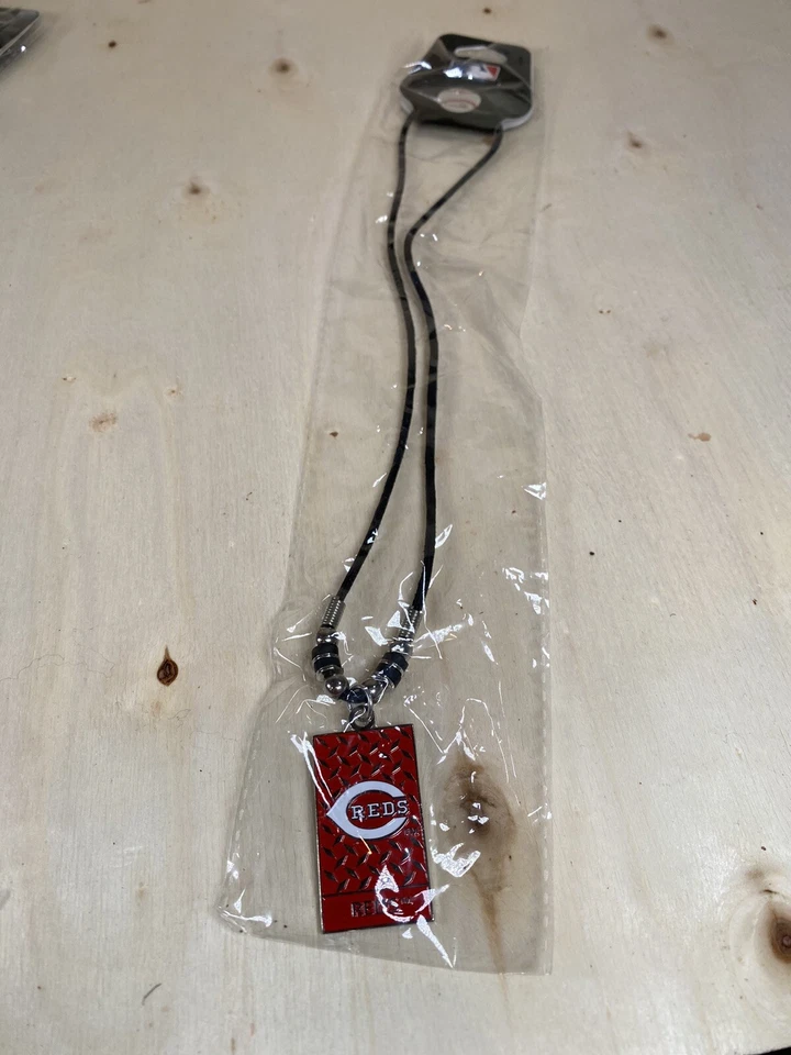 Cincinnati Reds Rubber Cord Necklace Logo Charm Licensed MLB Jewelry - Image 2 of 4