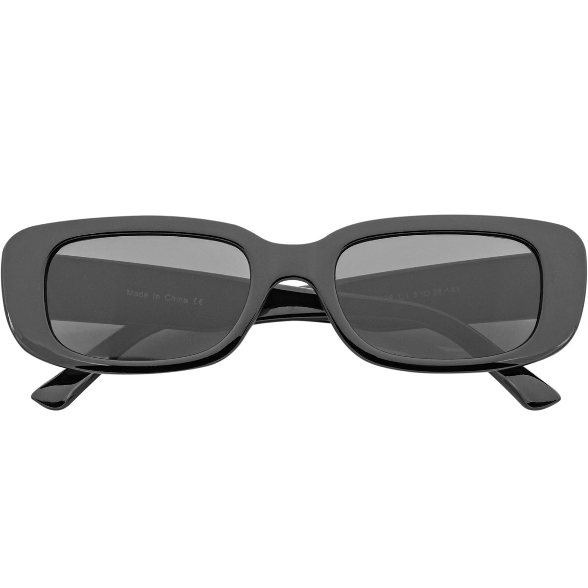 Small Rectangle Sunglasses Black Frame Smoke Lens Mens Womens