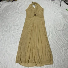 Aspeed Dress Womens 2XL Gold Bridesmaid Mob Halter Neck Sparkly Lined Flower