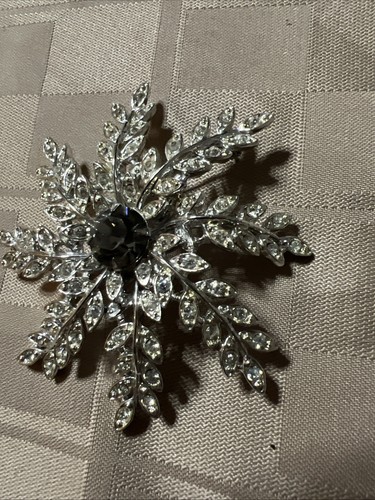 Sarah Coventry Abend Schneeflocke große rauchige Strass Brosche Anstecknadel 812 Vintage - Bild 8 von 11