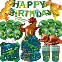 Dino Geburtstag Deko Set 80 StüCk Partygeschirr Mit Folienballon FüR 20 GäSte