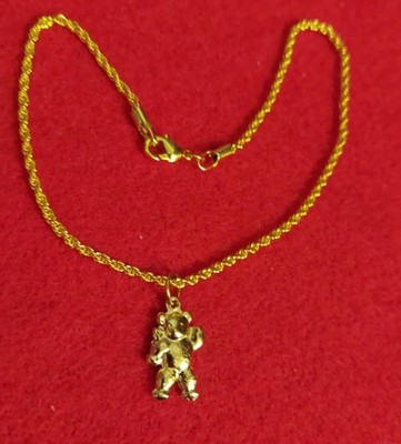 j-mania MENS 10 1/2 INCH 14KT GOLD PLATED Teddy Bear Charm Anketkett - A4