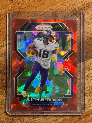 2021 Panini Prizm #125 Justin Jefferson Red Cracked Ice Prizm Vikings