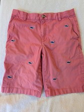 Vineyard Vines Jetty Red Embroidered Whale Breaker Shorts Boys Size 14