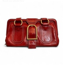 Celine Vintage Red Leather Handbag Made In It...