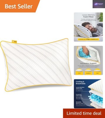 Luxus verstellbares Memory Foam Kissen mit Bambusbezug & Kühlgel - 71x45cm