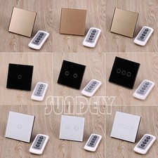1 Way 1/2/3 Gang Glass Touch Light Wall Switch Panel & Remote Control