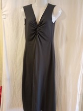 Patagonia Bandha Dress Gray Knit Twist Sz Med V Neck Midi