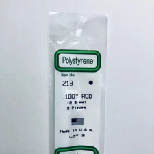 Evergreen 213 Styrene Plastic Rod 0.100" x 14" (5)