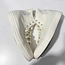 Image of All Star Converse Chuck Taylor Beige Silver Flowers Women's Size 3UK A07662C